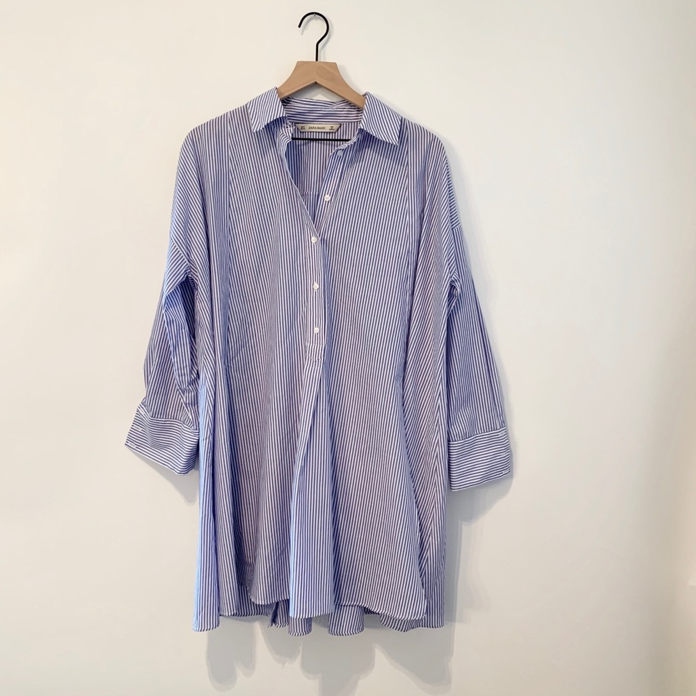 New Zara Basic Striped Multi-slit Tunic